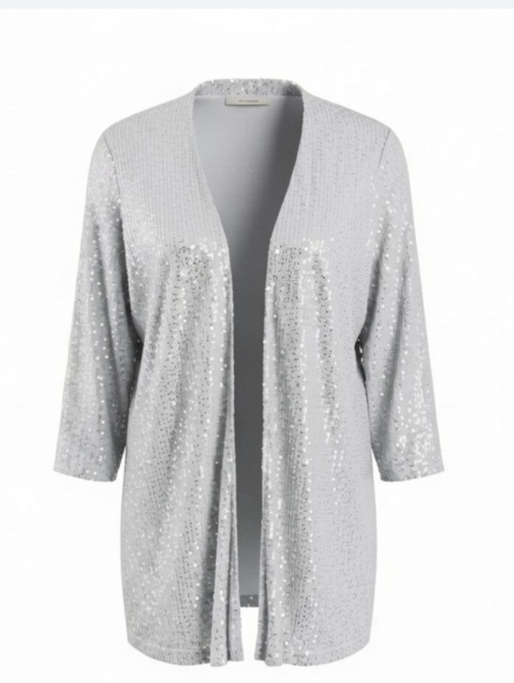 Silver Sequin Open-Front Cardigan NWT Size L
